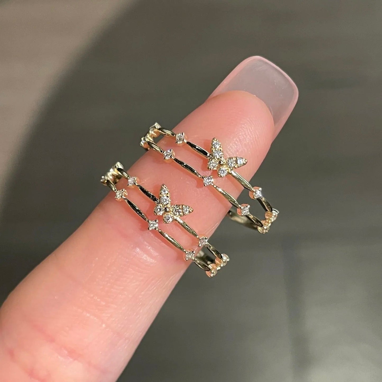 Dainty Butterfly Double Ring