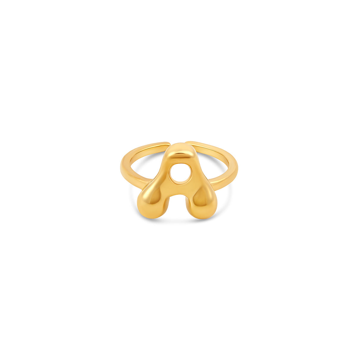 Bubble Initial Verstellbarer Ring – Gold