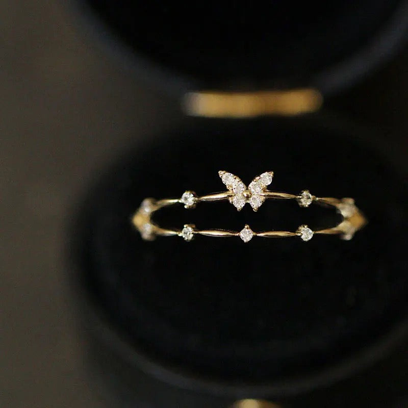 Dainty Butterfly Double Ring