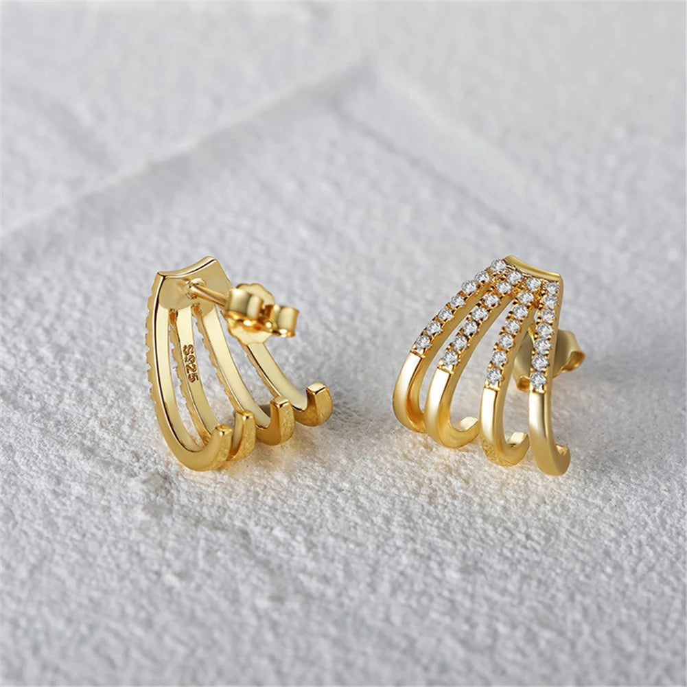 Multi Hoop Pavé Huggie Ohrringe
