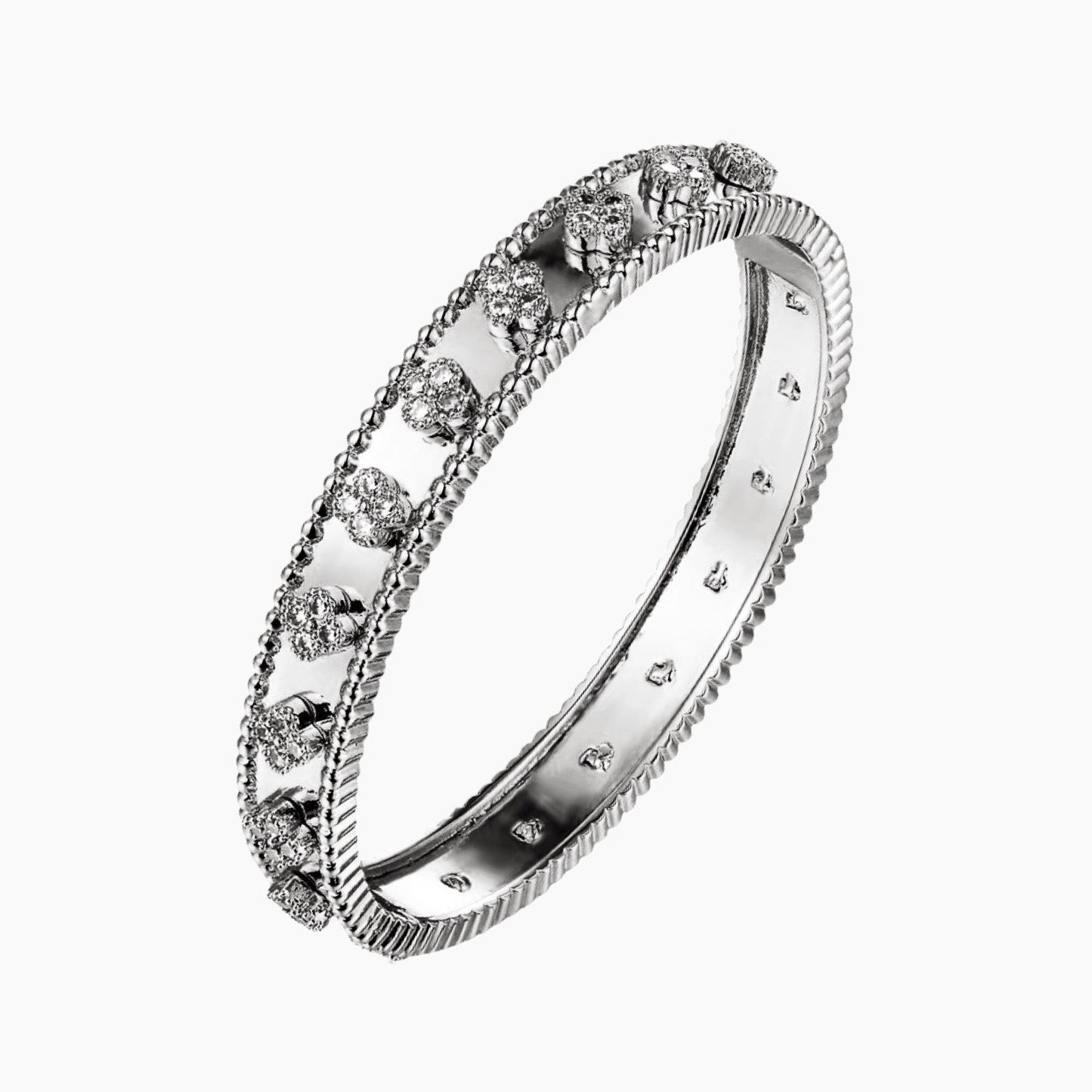 3D clover bracelet worn on wrist – styled look