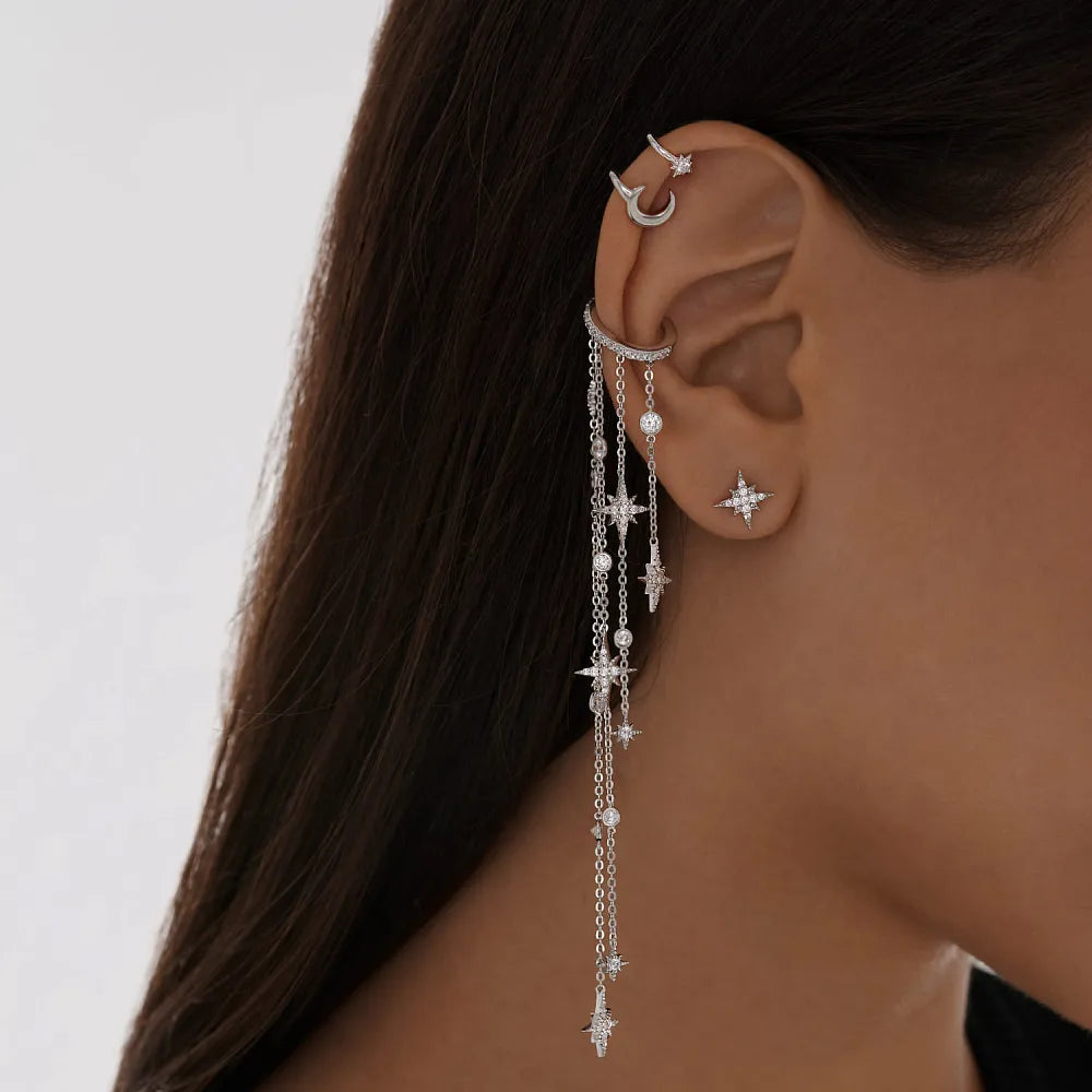 Starfall Crystal Chain Ear Cuff