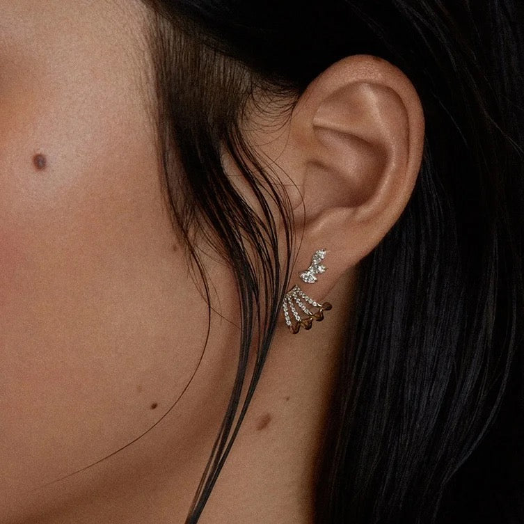 Multi Hoop Pavé Huggie Ohrringe