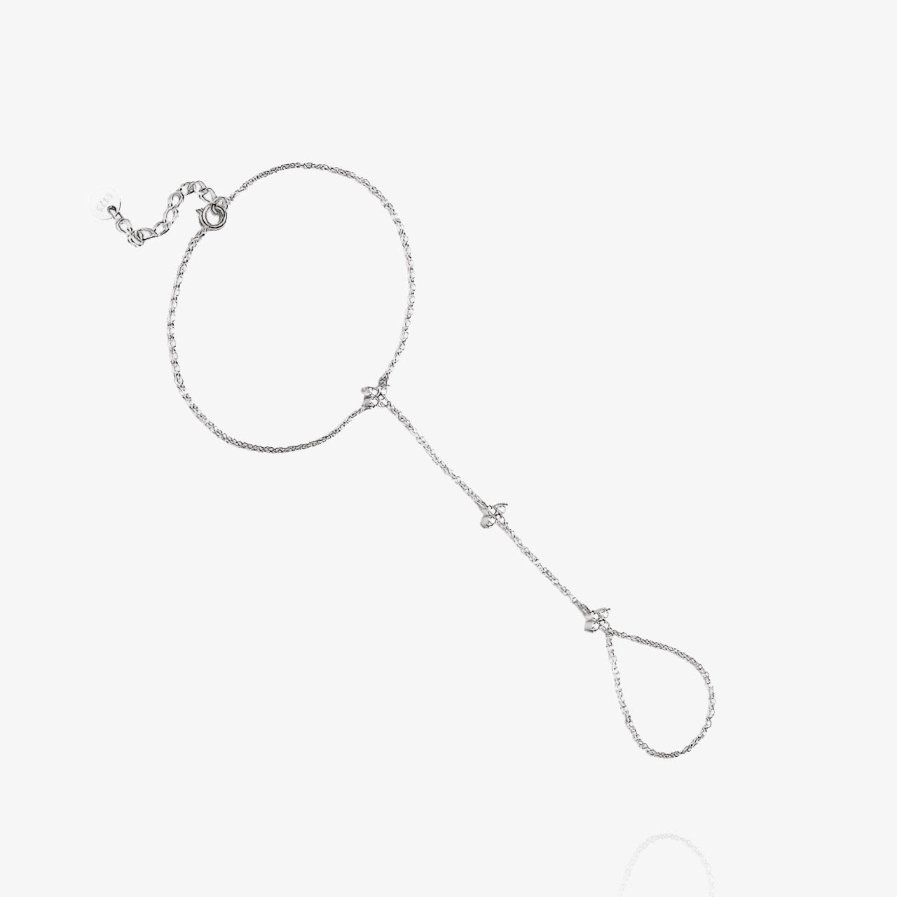 Detail of sterling silver clover hand chain