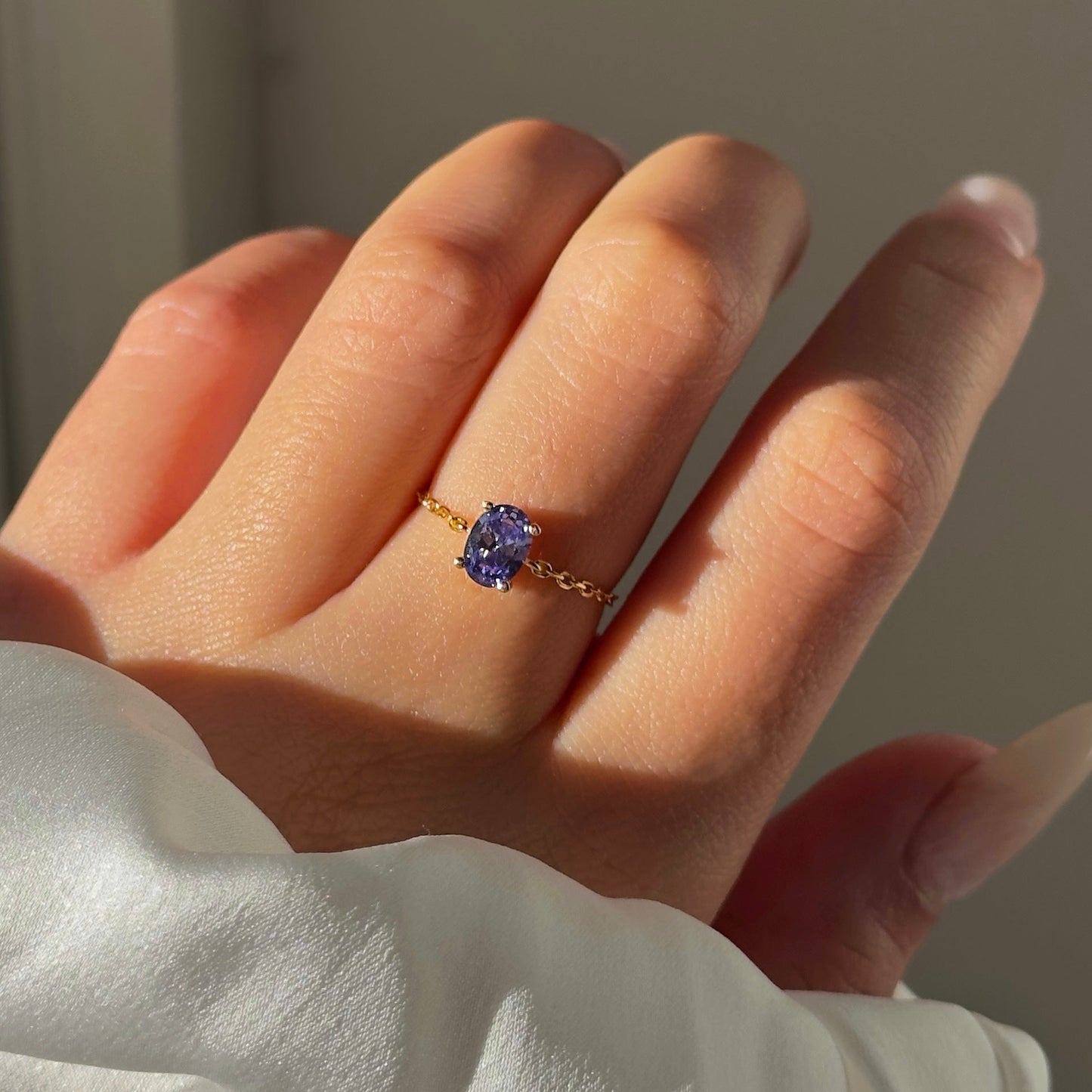 Tanzanite Gold Self-Love Chain Ring