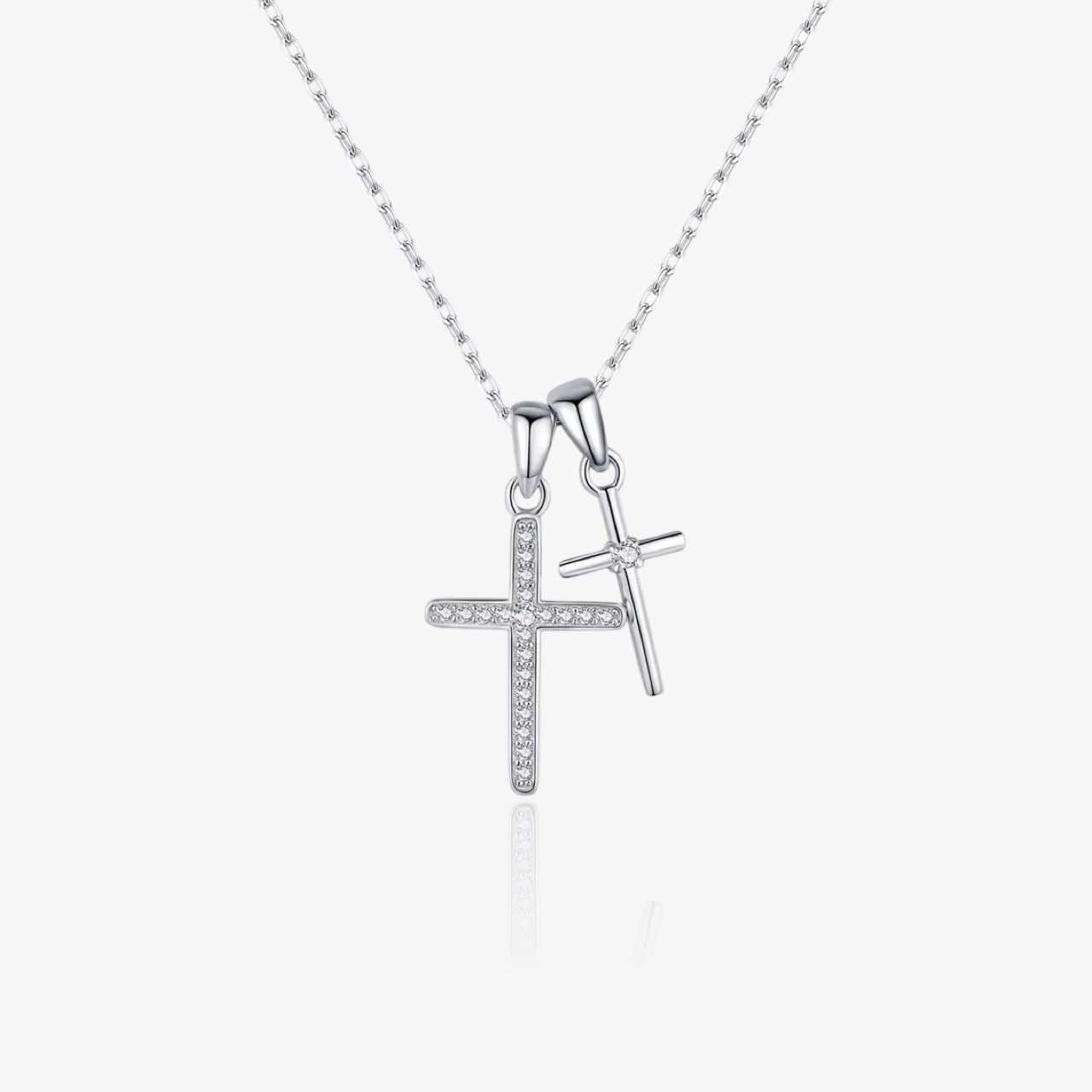 Dainty Double Cross Halskette – Gold / Silber