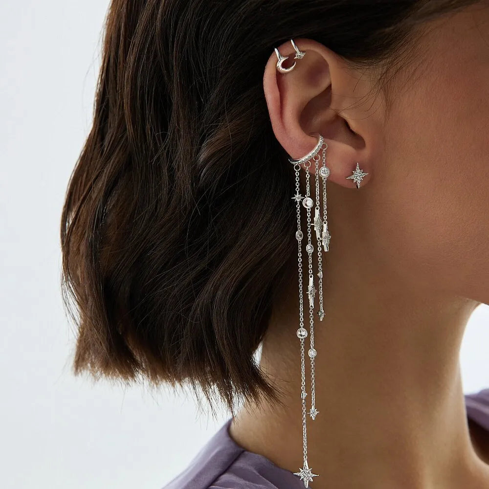 Starfall Crystal Chain Ear Cuff