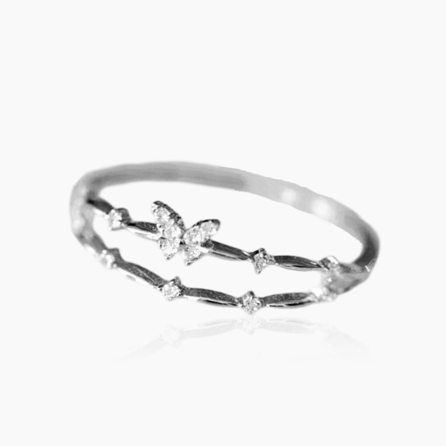 Dainty Butterfly Double Ring