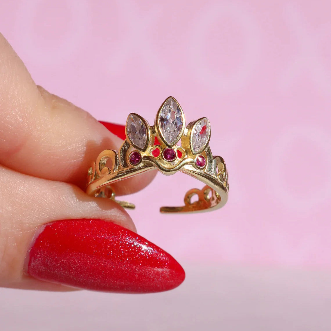 Adjustable White Crown Ring — 925 Sterling Silver — Rapunzel Inspired