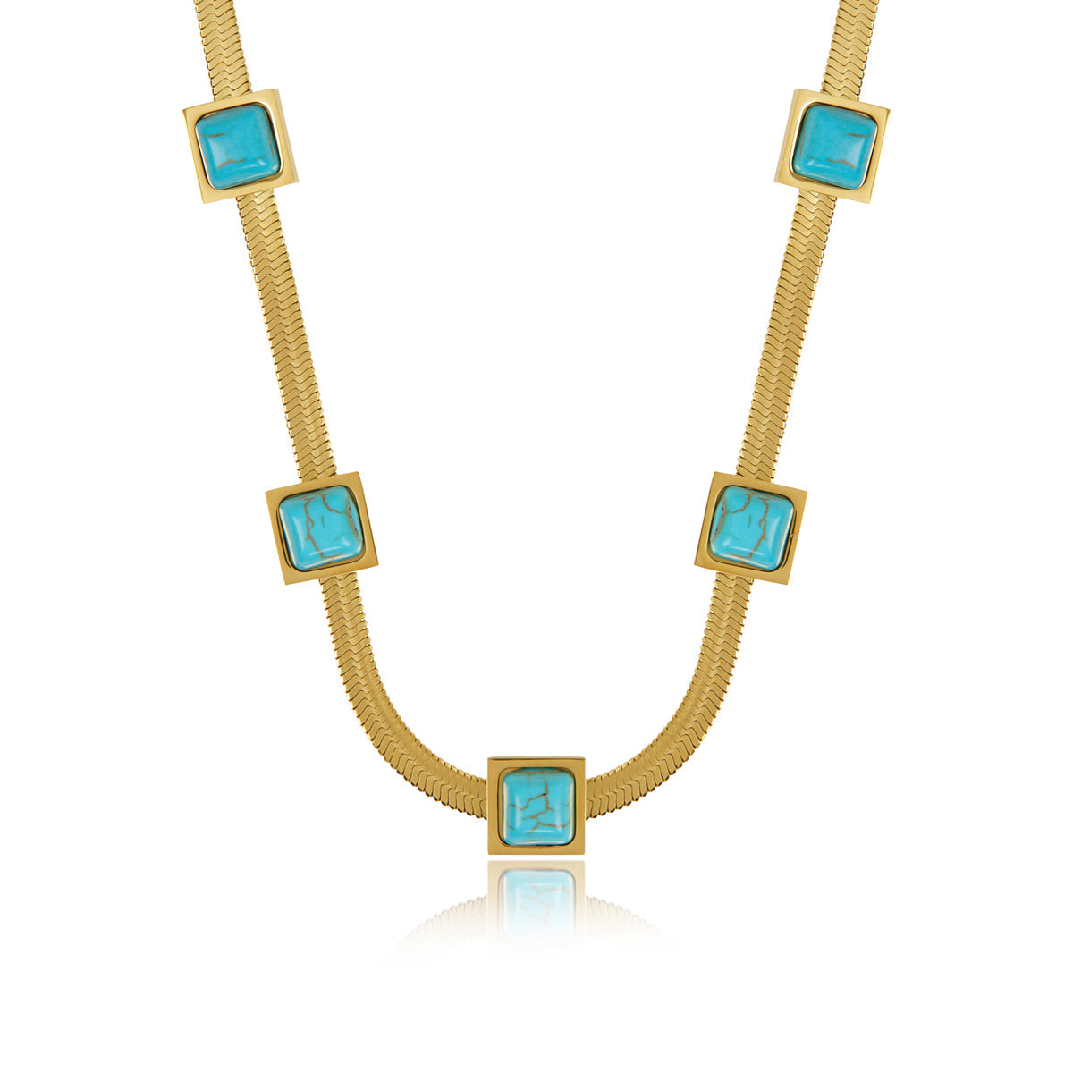 Aqua Stone Snake Chain Halskette Gold – Vorderansicht
