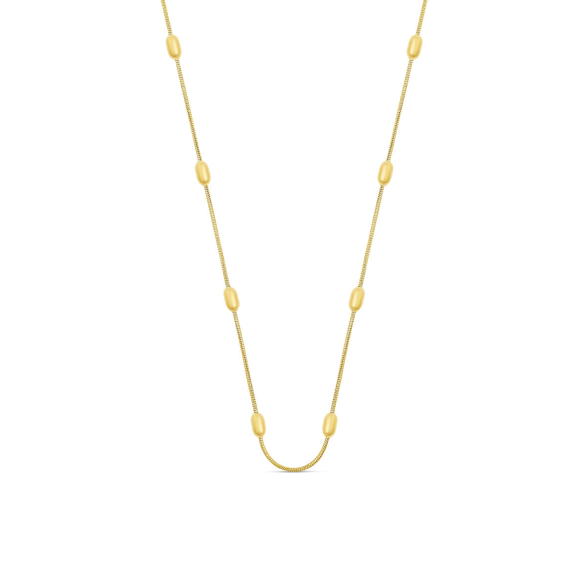 Ball Pendant Rounded Snake Chain Halskette Gold – Vorderansicht