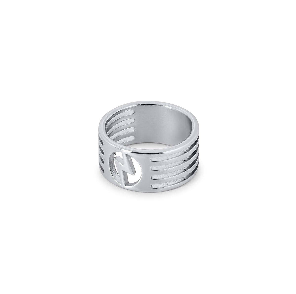 Blitz Cut-Out Ring Silber – Vorderansicht
