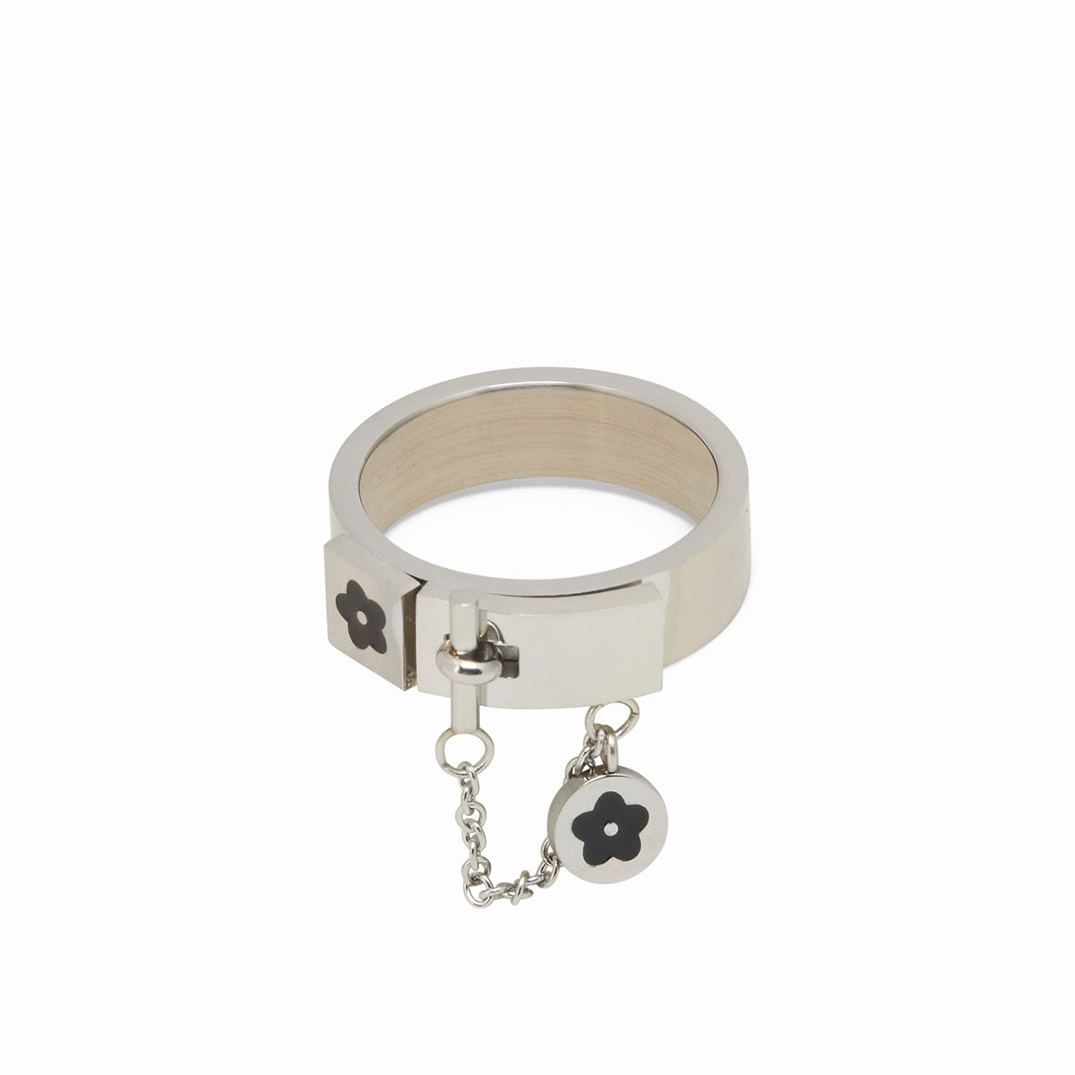 Blumen Charm Ring Silber – Vorderansicht