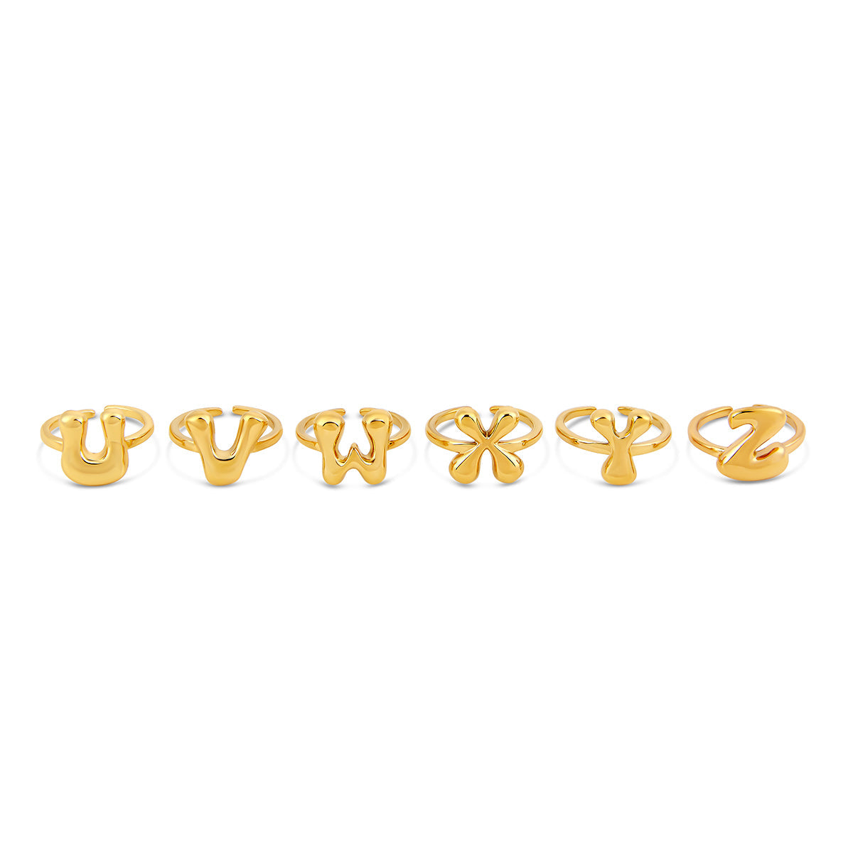 Nahaufnahme des Bubble Initial Rings Gold