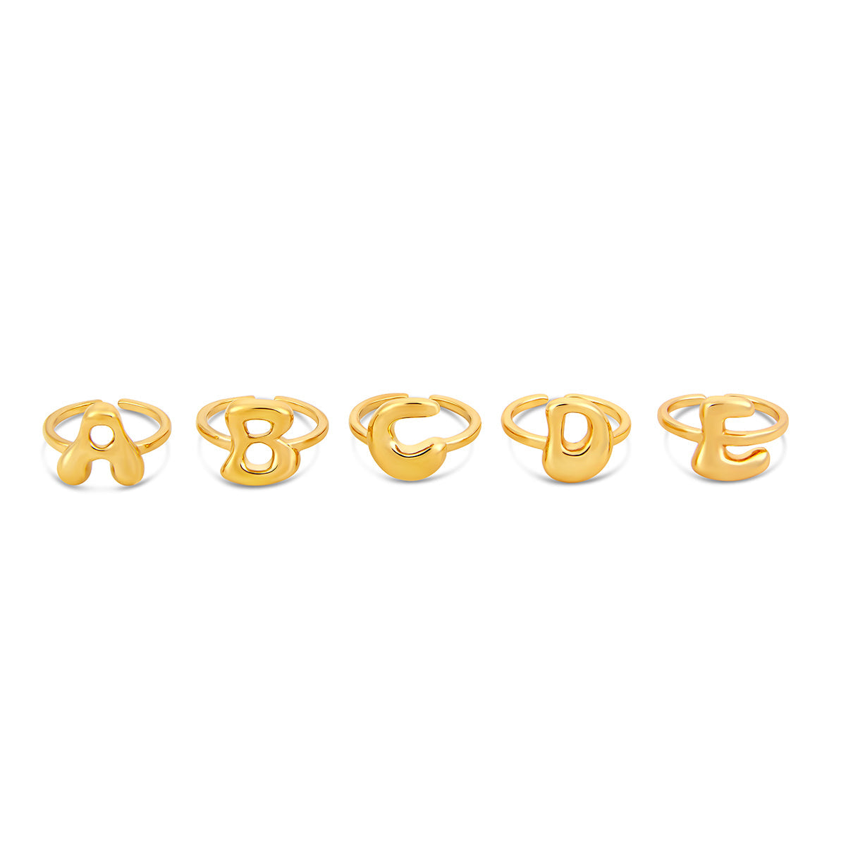 Seitliche Ansicht des Bubble Initial Rings Gold