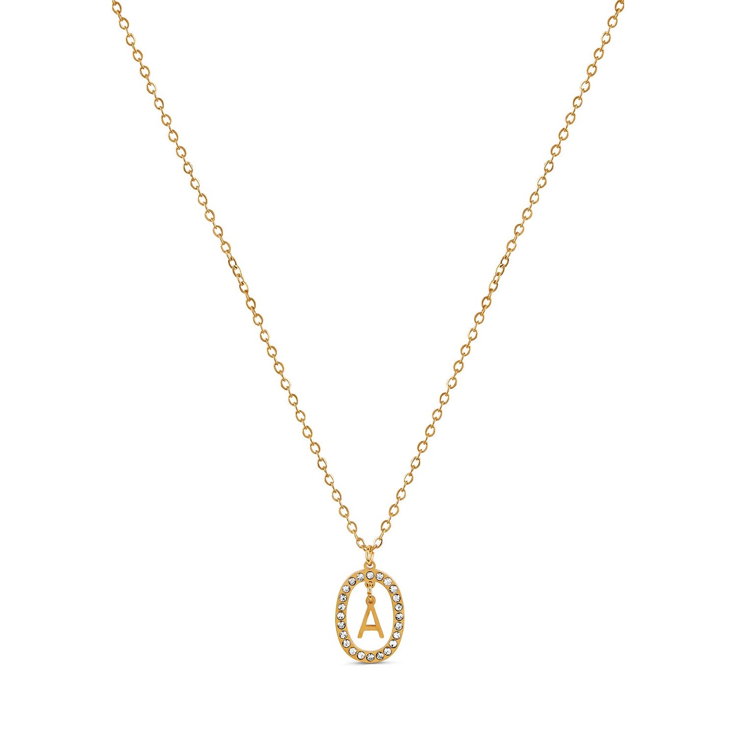 Chandelier Initial Halskette Gold – Vorderansicht