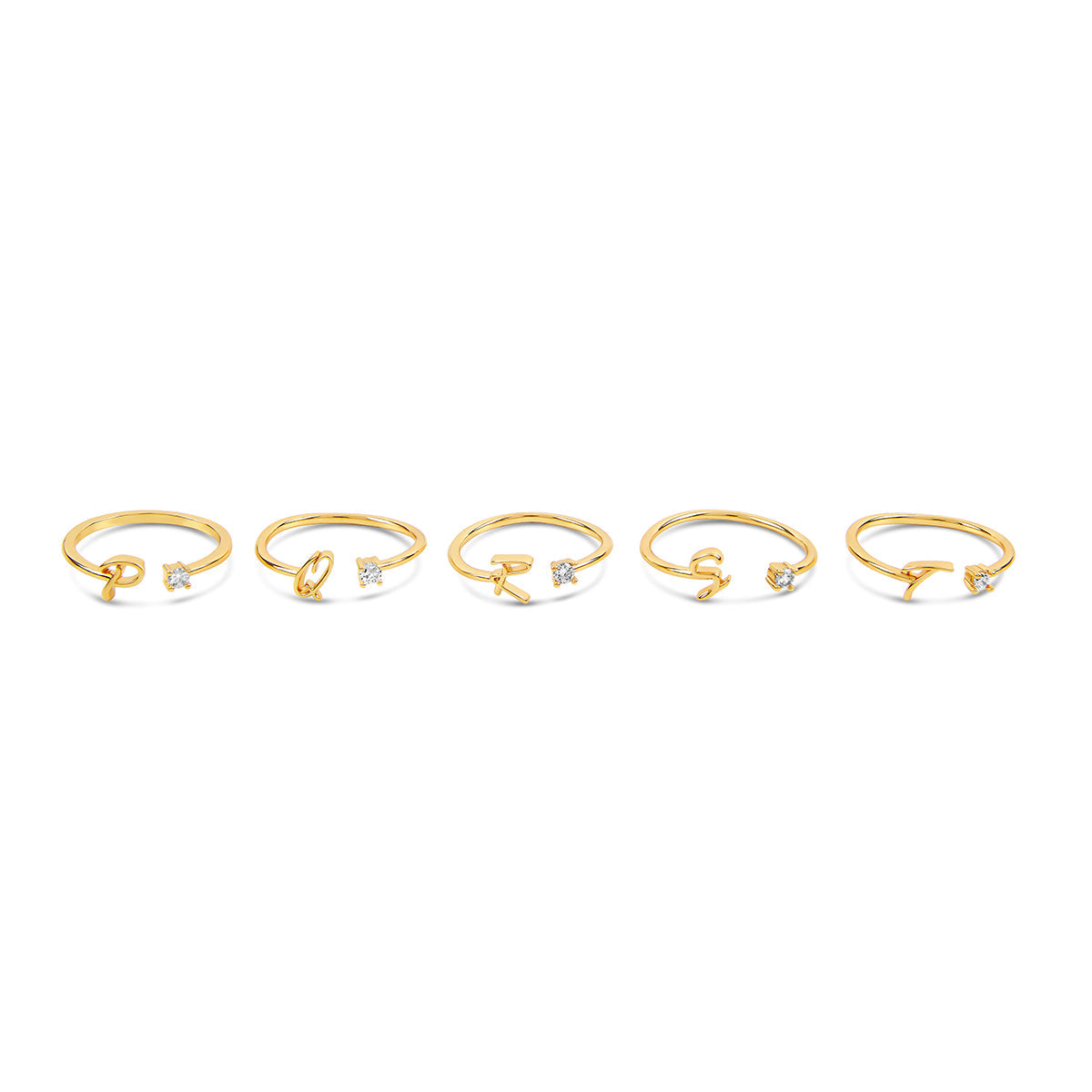 Schriftstein Initial Ring Gold in Geschenkbox