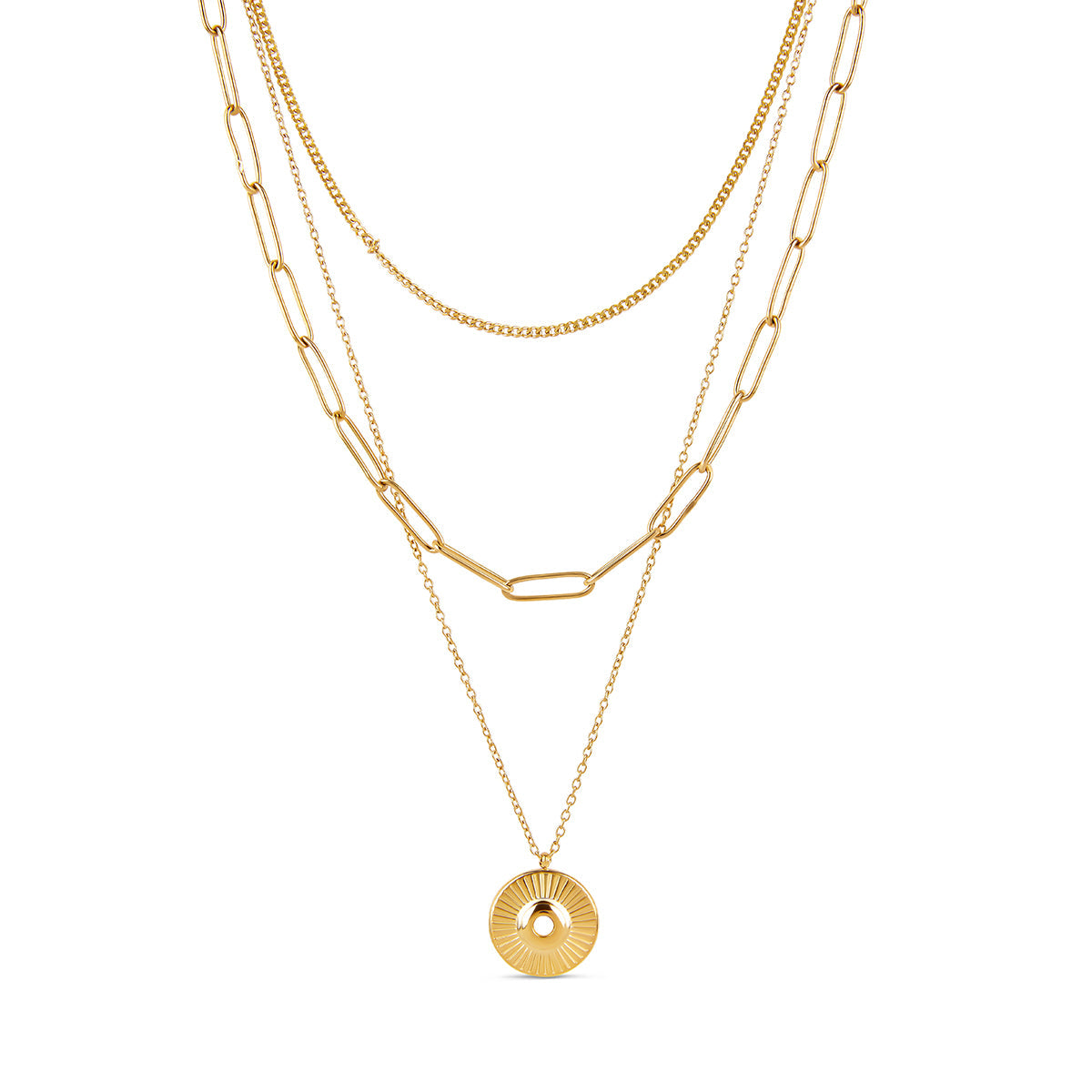 Cleopatra Triple Layered Halskette Gold – Vorderansicht