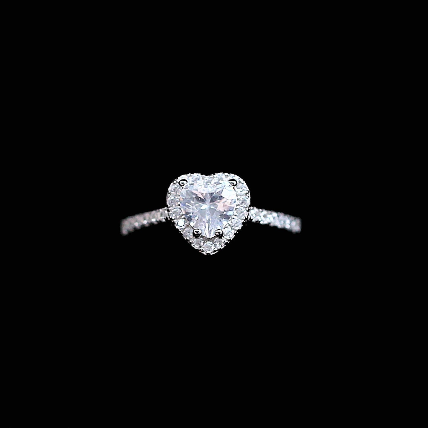 Close-up of Princess Heart ring showing crystal detail