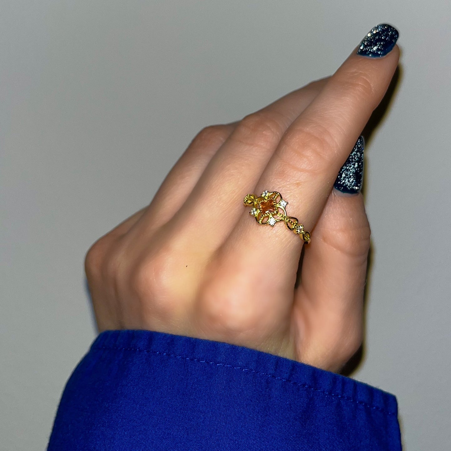 Close-up of Royal Ring highlighting zircon crystals