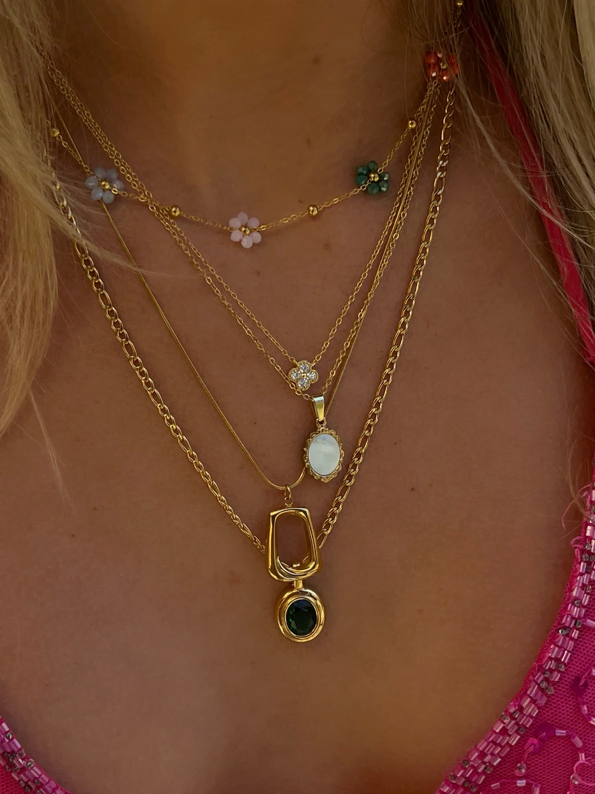 Clover Birthstone Halskette – Vorderansicht