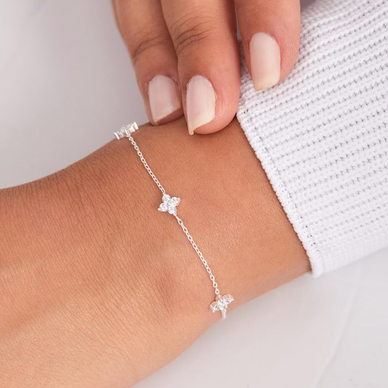 Lucky clover bracelet styled with other jewelry