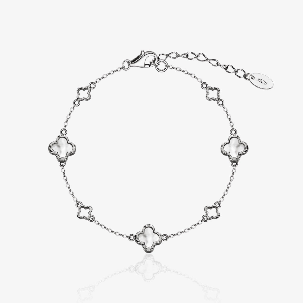 Clover charm bracelet with crystals – worn on wrist
