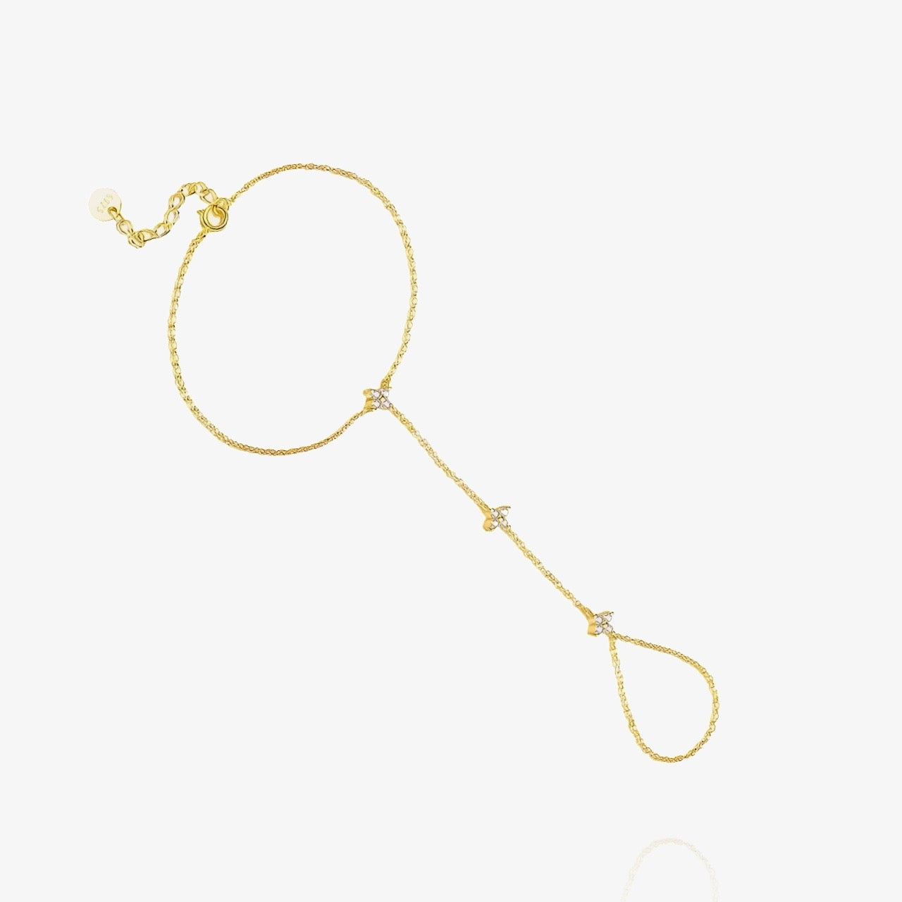 Clover hand chain bracelet worn on wrist and hand