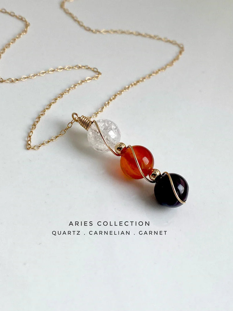 Zodiac Birthstone Sphere Necklace – Raw Gemstone Pendant