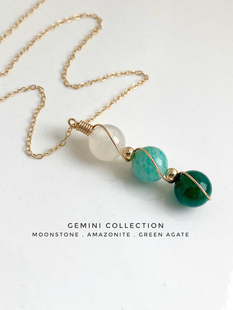 Zodiac Birthstone Sphere Necklace – Raw Gemstone Pendant
