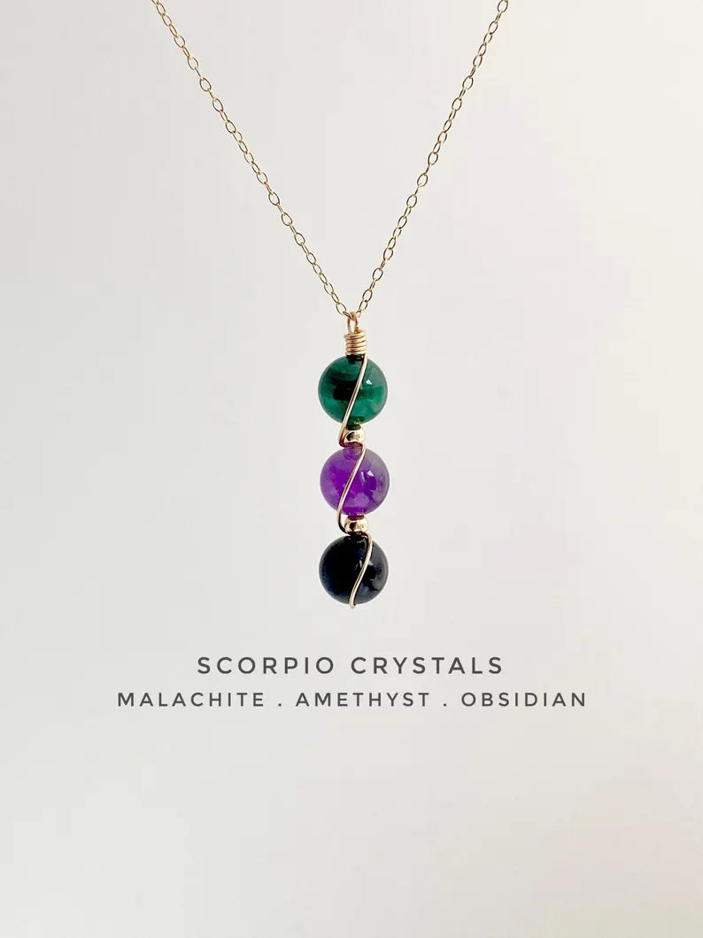 Zodiac birthstone necklace with gift packaging and card