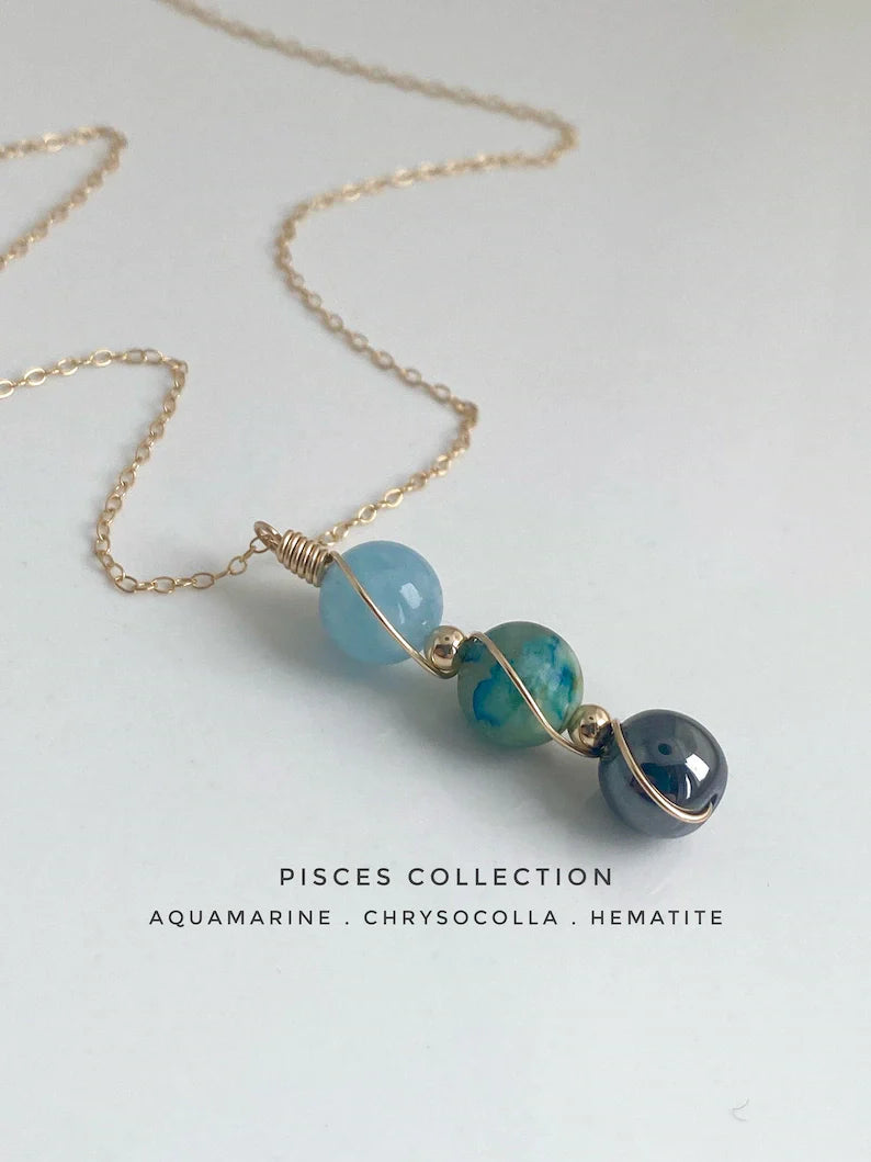 Zodiac Birthstone Sphere Necklace – Raw Gemstone Pendant
