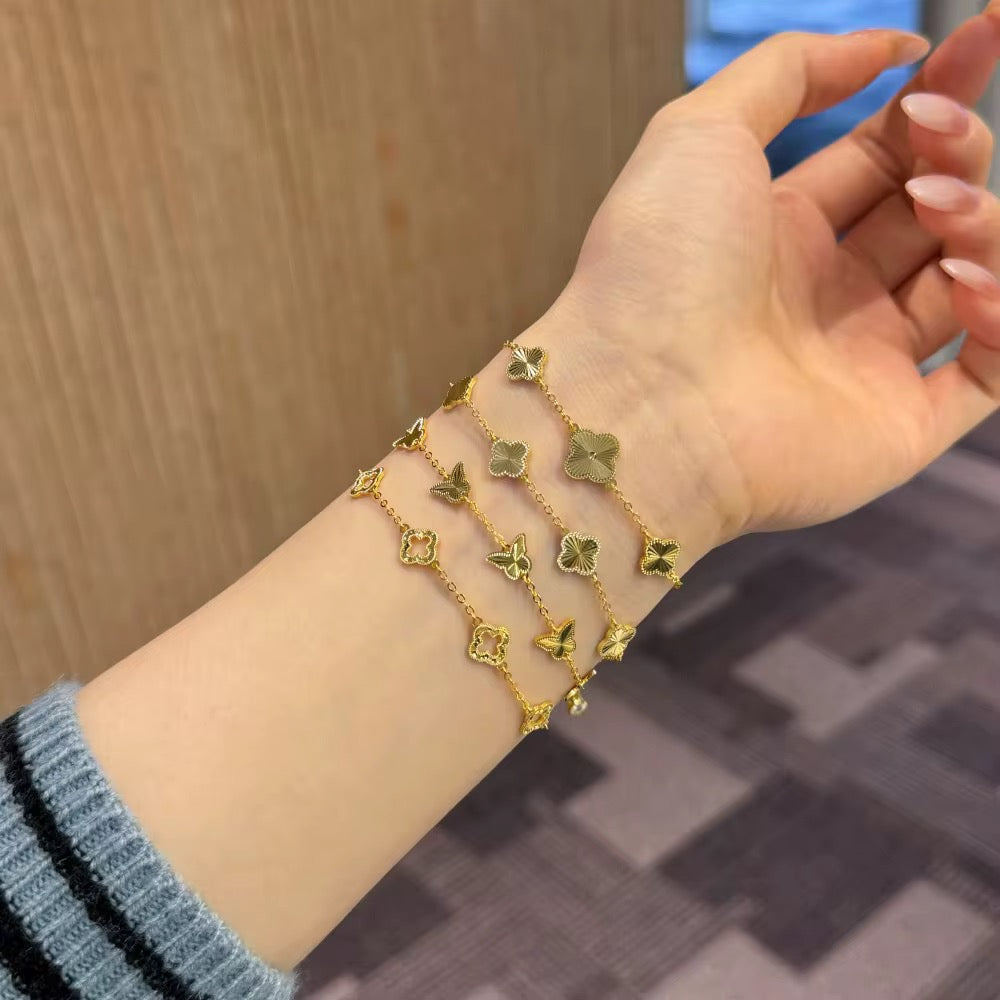 Adjustable Dainty Clover Bracelet on wrist