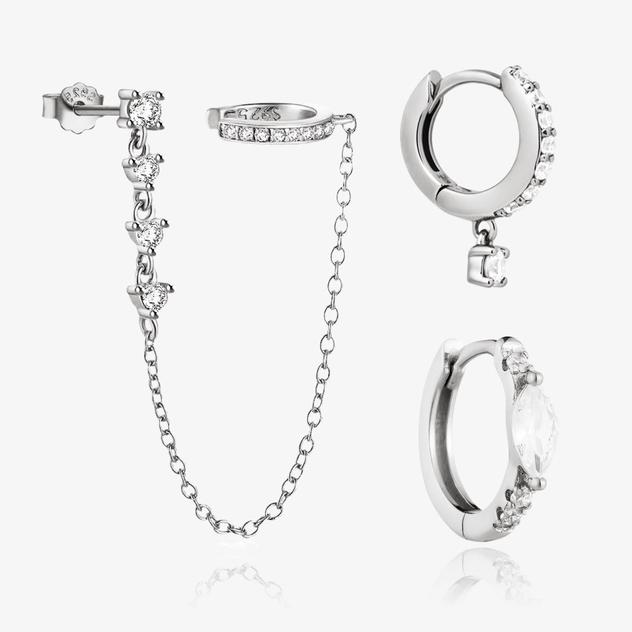 Close-up of Diamond Cuff crystal earrings
