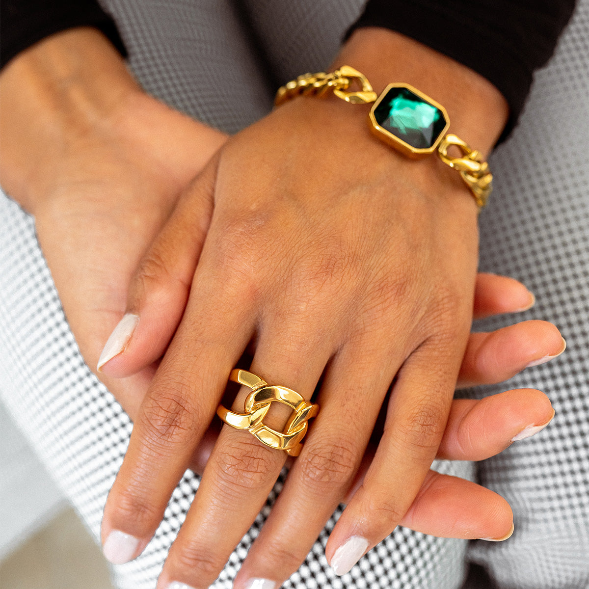 Doppelglied-Ring Gold Seitenansicht