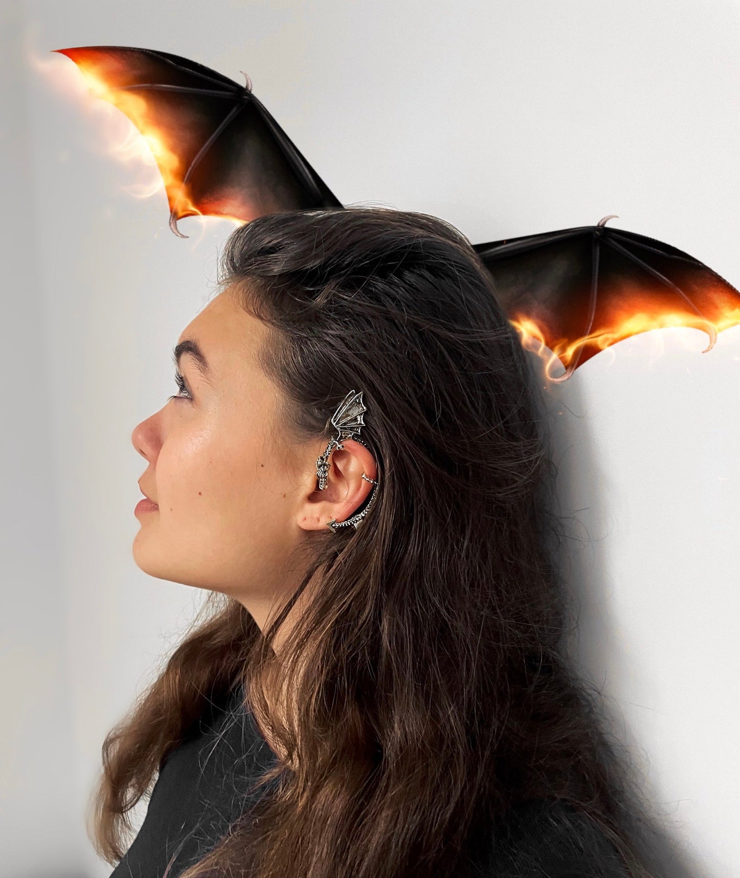 Dragon cuff earring styled with fantasy cosplay outfit