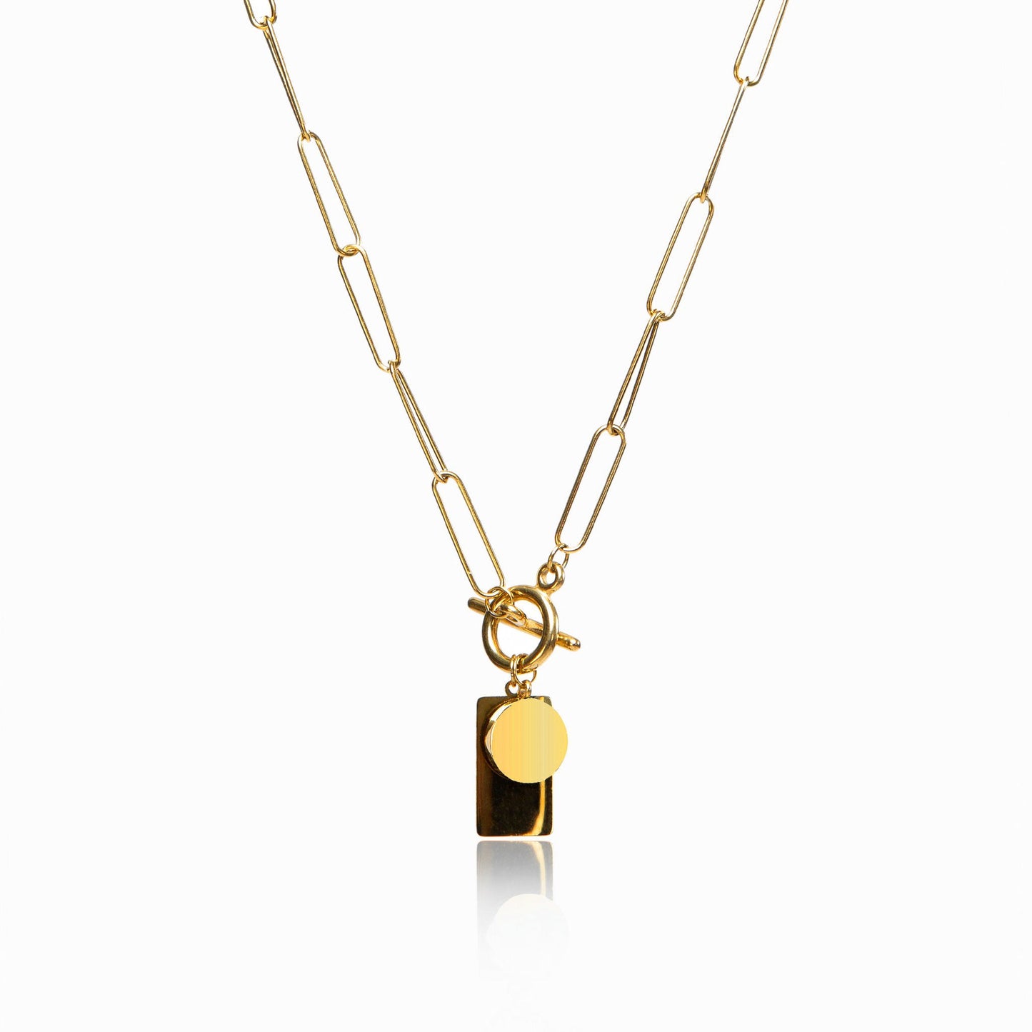 Rectangle Toggle Chain Halskette Gold – Vorderansicht
