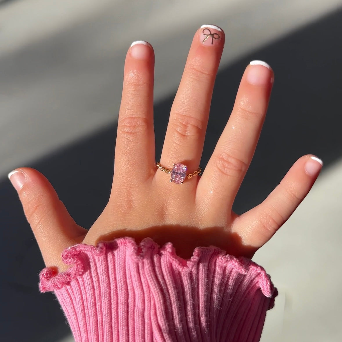 Elegant pink self-love chain ring