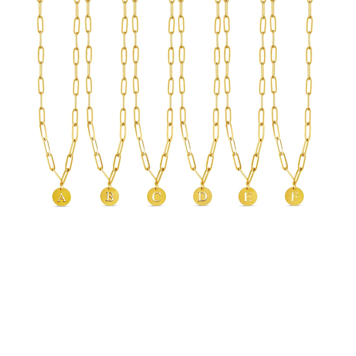 Seitliche Ansicht der Engraved Clip Chain Initial Halskette Gold