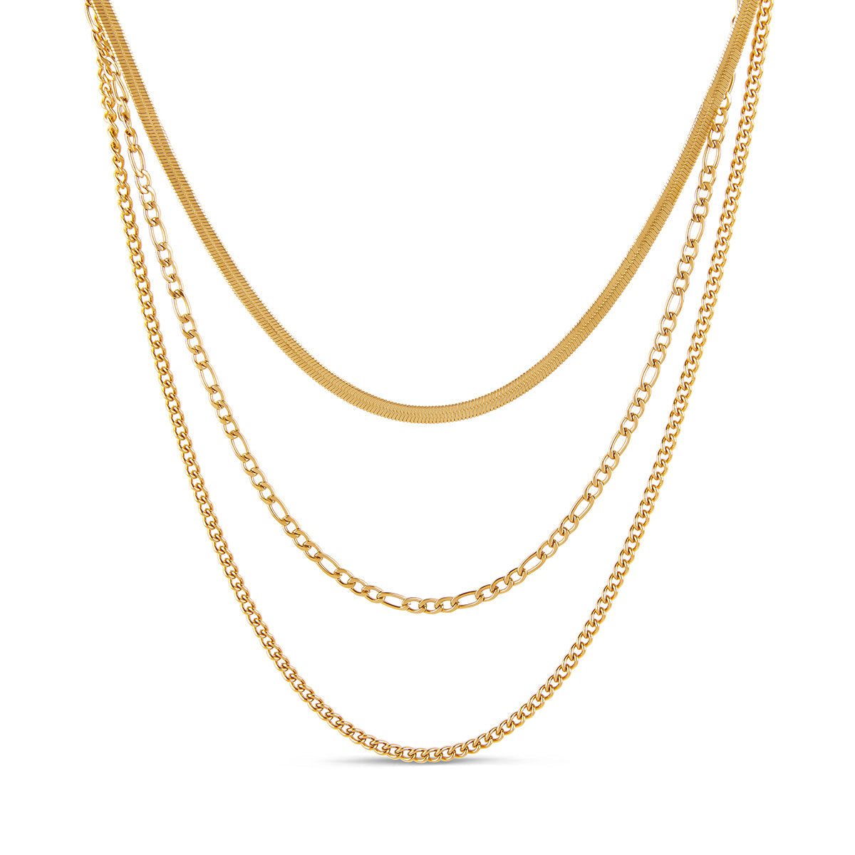 Essential Layered Chain Set Gold – Vorderansicht