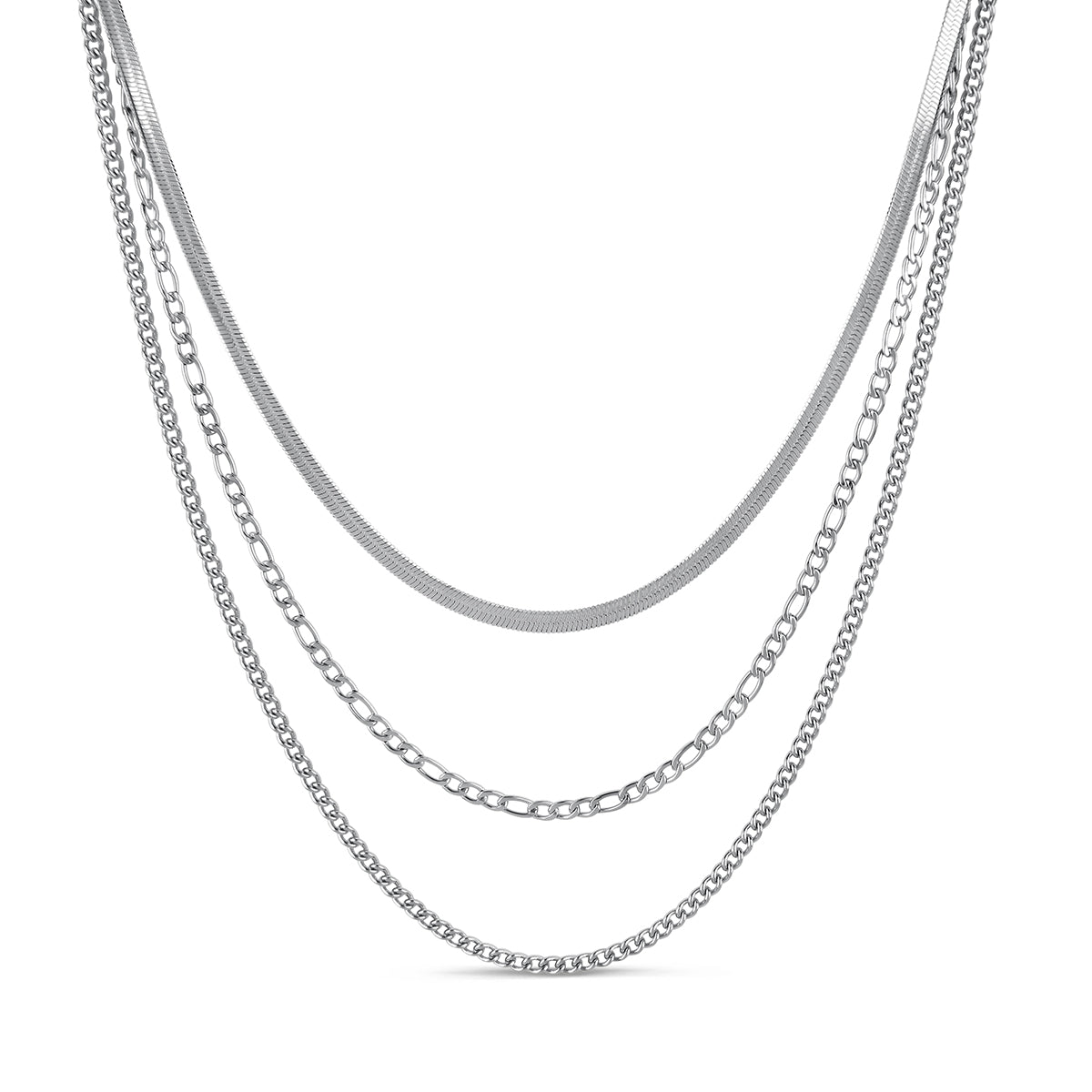 Essential Layered Chain Set Silber – Vorderansicht