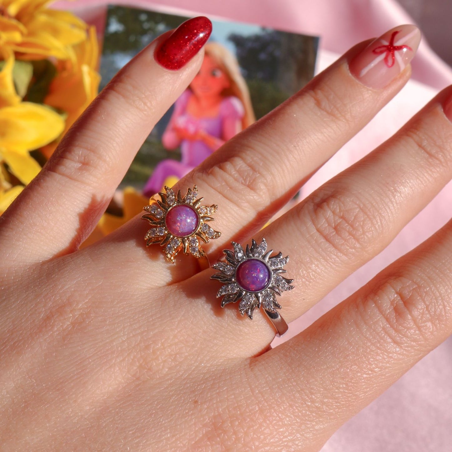 Fairytale-inspired spinning sun ring with elegant zirconia