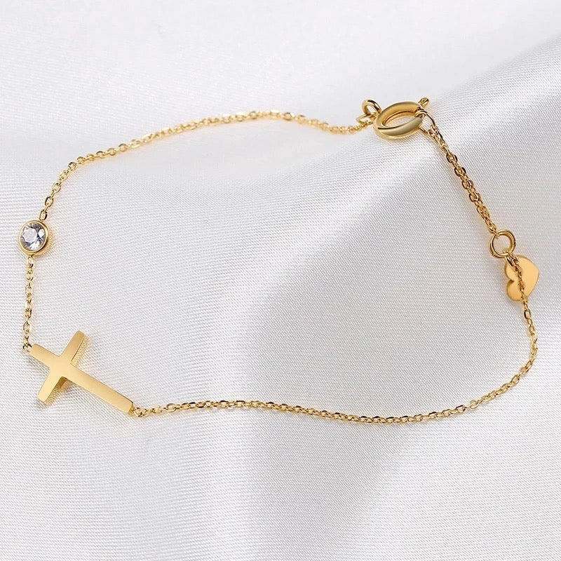 Dainty faith bracelet with sparkling crystal – Loveness