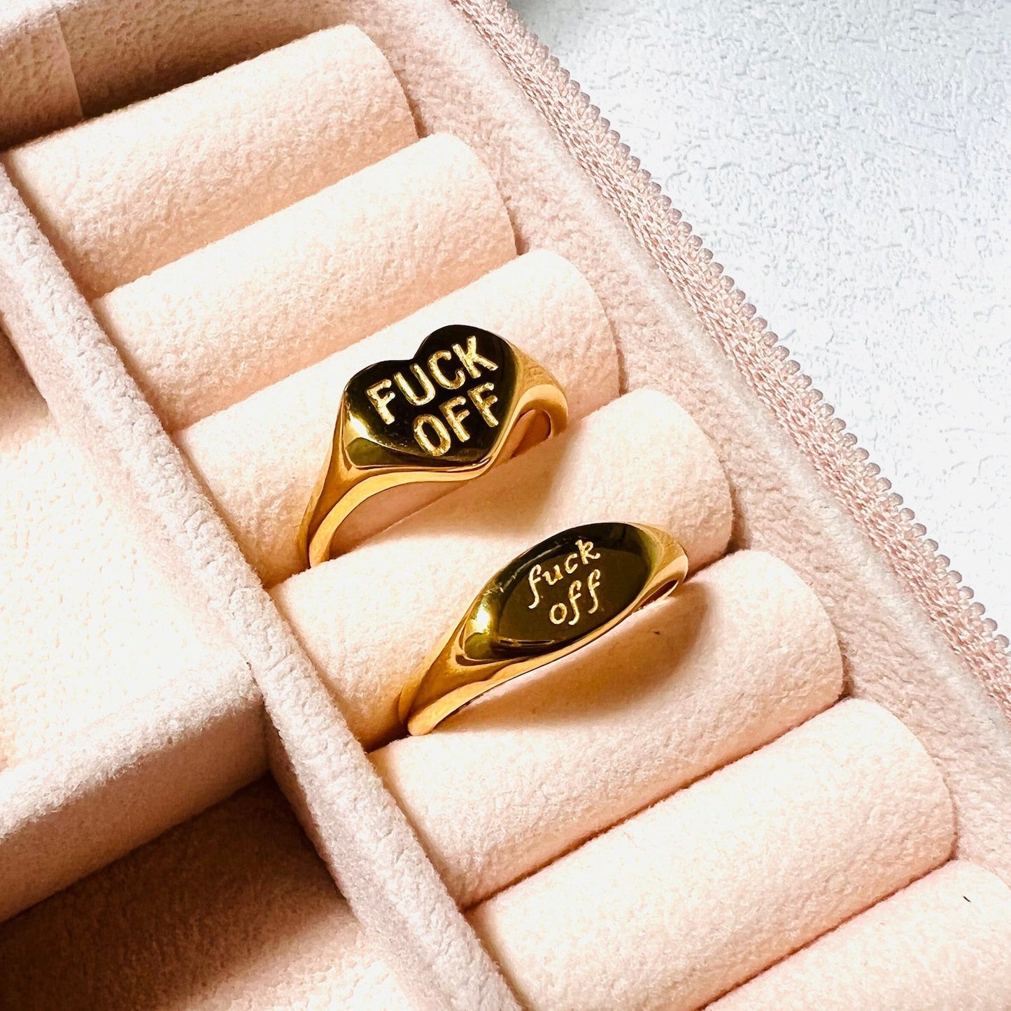 Fck Off ring with gift-ready packaging