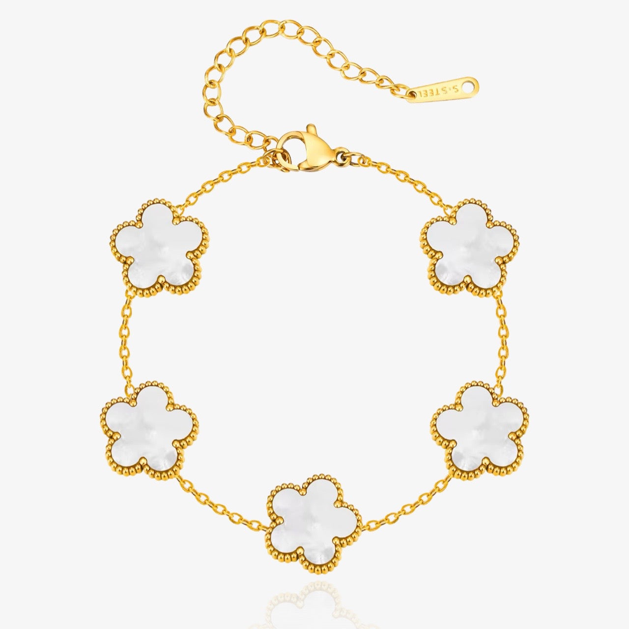 Gold flower clover bracelet waterproof dainty jewelry – Loveness