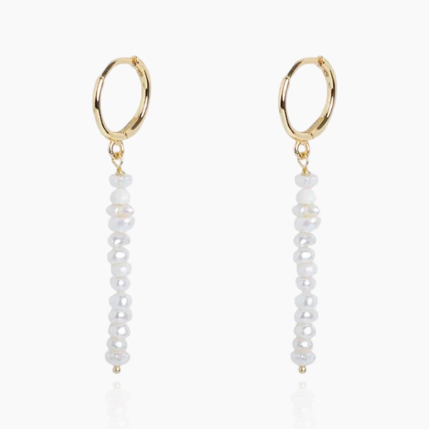 Front view of 18K gold freshwater pearl earrings