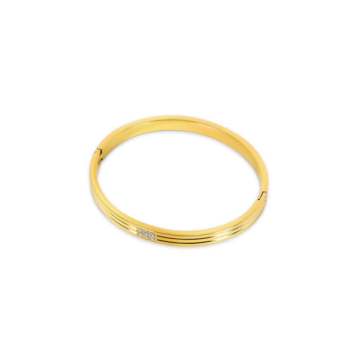 Geschnitzter Stein Armreif Gold – Vorderansicht