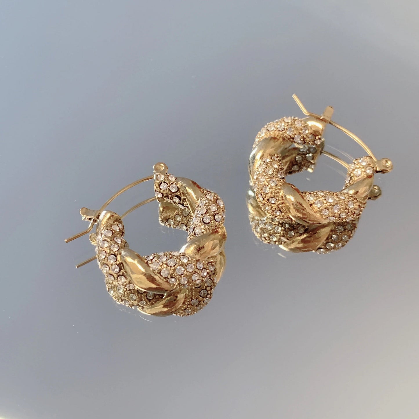 18K gold hoops with lime green cubic zirconia