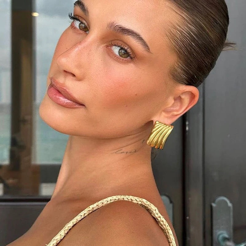 HAILEY chunky vintage earrings worn with elegant outfit