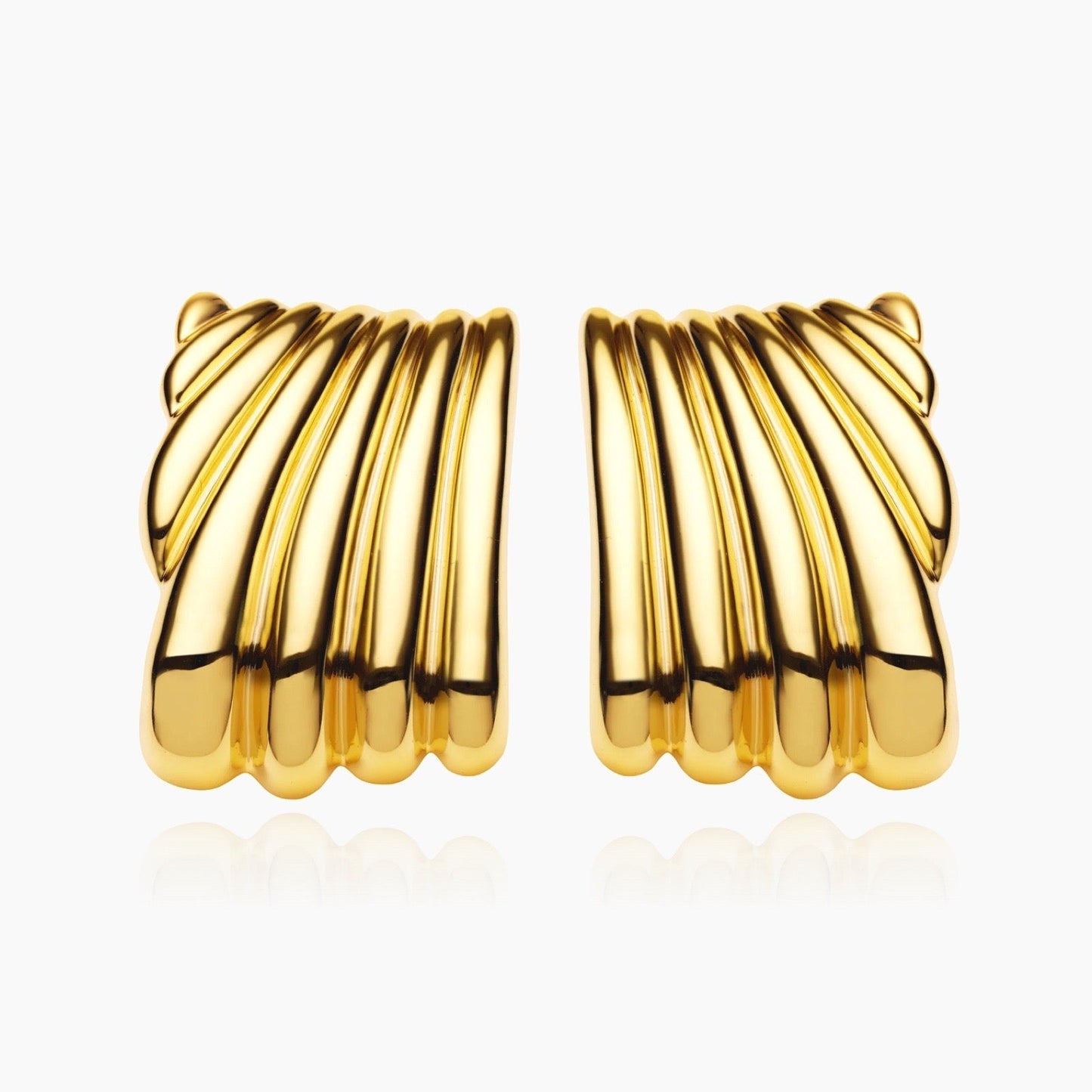 Front view of HAILEY chunky vintage gold and silver earrings